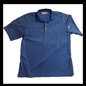 Donald Ross Polo Shirt Mens Size XL Blue Striped Golf Short Sleeve